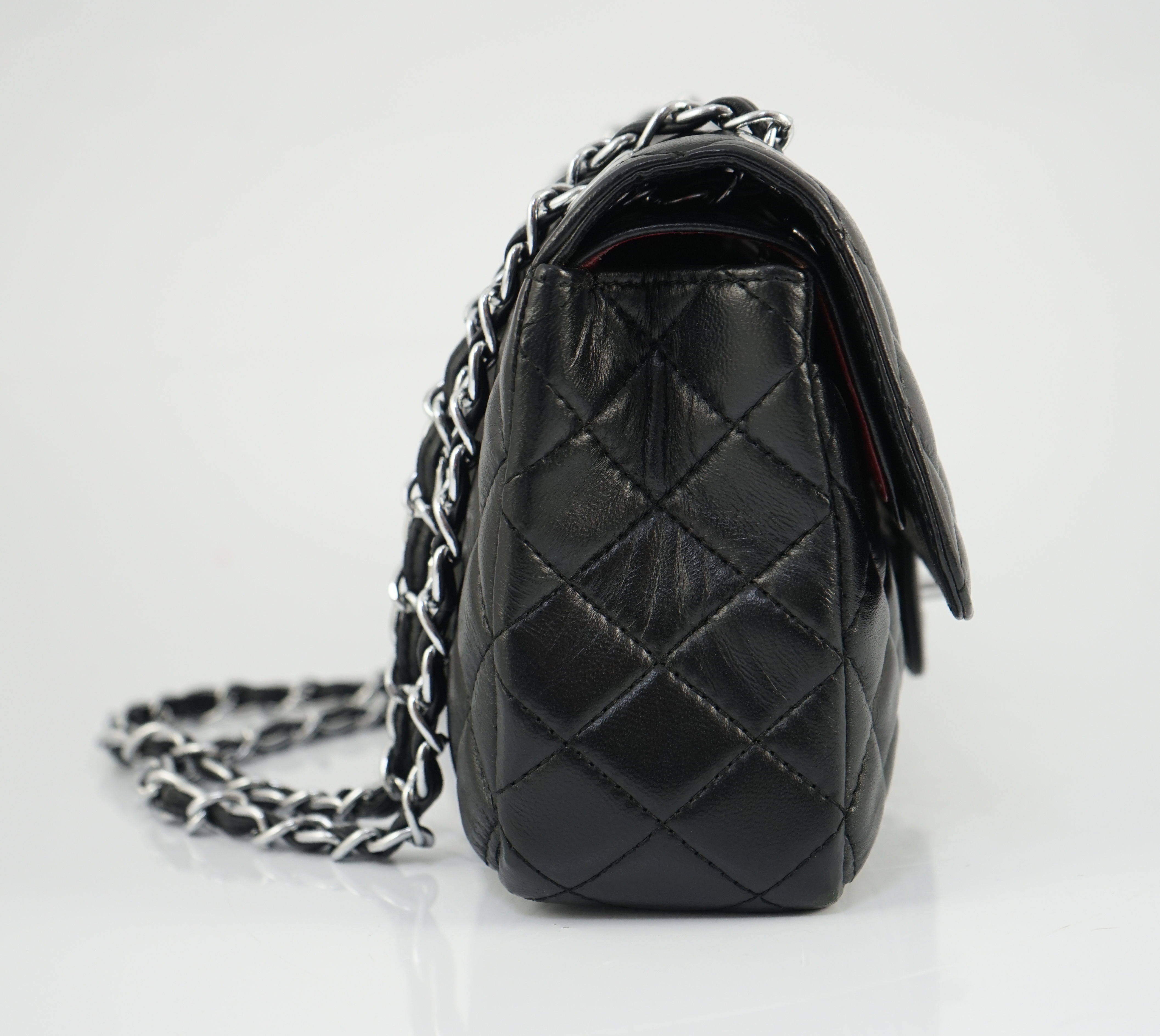 A Chanel classic black quilted leather shoulder bag width 25.5cm, depth 7cm, height 16cm